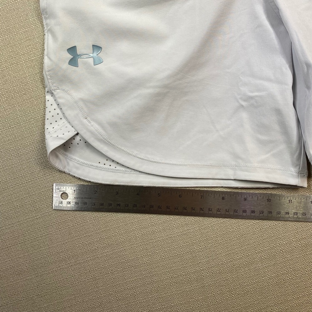 Under Armour Mens Stretch Woven White Training Unlined Shorts Fitted Size Medium - Picture 6 of 9